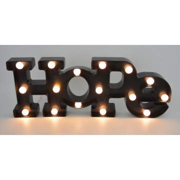 Hope Plastic Letter with LED for Home Decoration